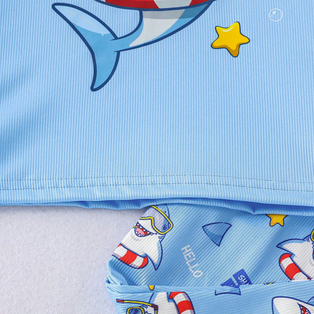 Boys Blue Shark Print T-shirt with Pajamas Set Sets