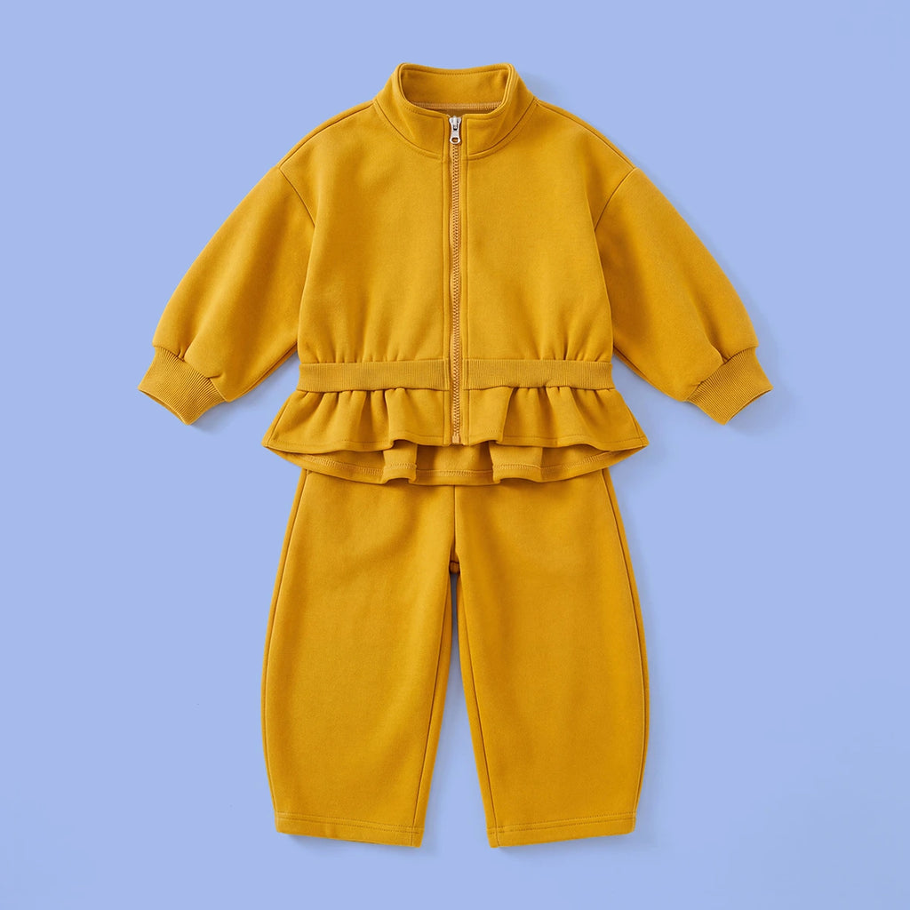 Girls Mustard Long Sleeve Jacket With Pants Sets 2 pc. Sets Mustard 1-2 Y