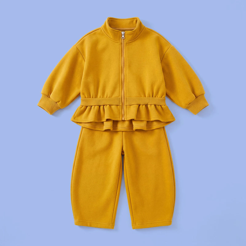 Girls Mustard Long Sleeve Jacket With Pants Sets 2 pc. Sets Mustard 1-2 Y
