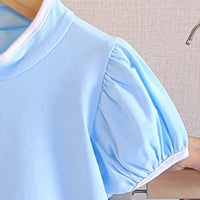 Girls Light Blue Flower Applique Top With Shorts Co-ord Sets Sets