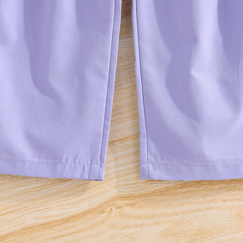 Girls Purple Camisole Applique Top With Hat And Trousers Set 3 pc. Sets