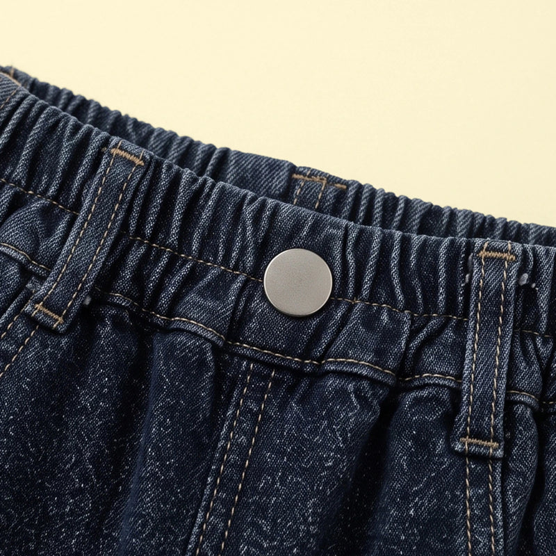 Boys Dark Blue Denim Cargo Shorts Shorts