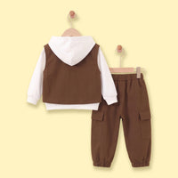 Boys Brown Vest & Pants With Hoodie Sets 3 pc. Sets