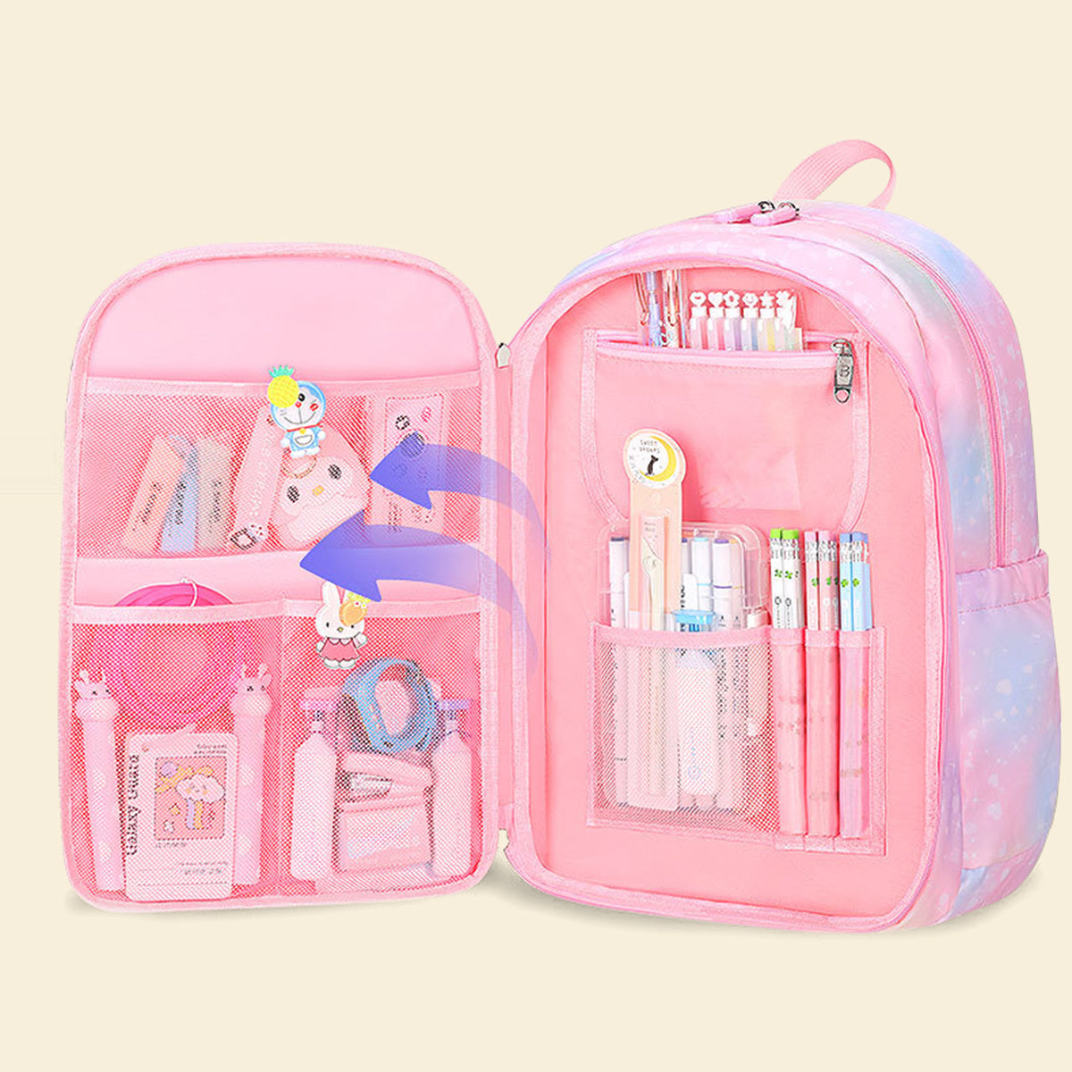 Girls Pink Multi-Compartment School Backpack Trending Accessories