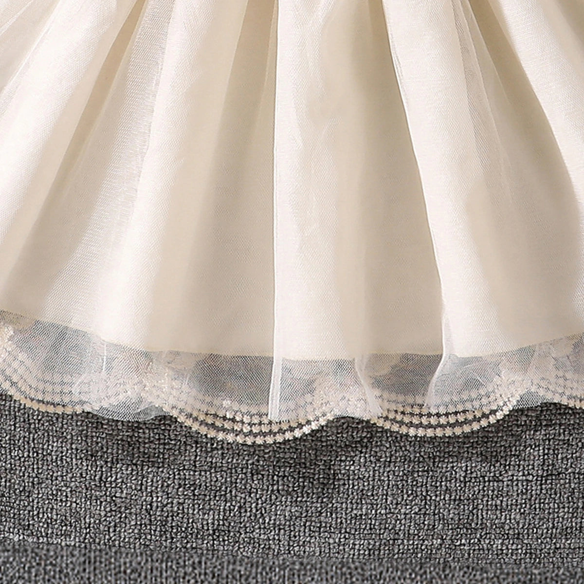 Girls Cream Butterfly Applique Flutter Sleeve Fit & Flare Party Dress Party Dresses