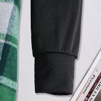 Girls Stand Collar Rib Top With Green Checked Skirt & Beret Hat Set Sets