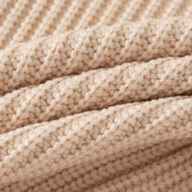 Girls Apricot Sweater With Self Design Stripe Patterns Sweaters & Cardigans