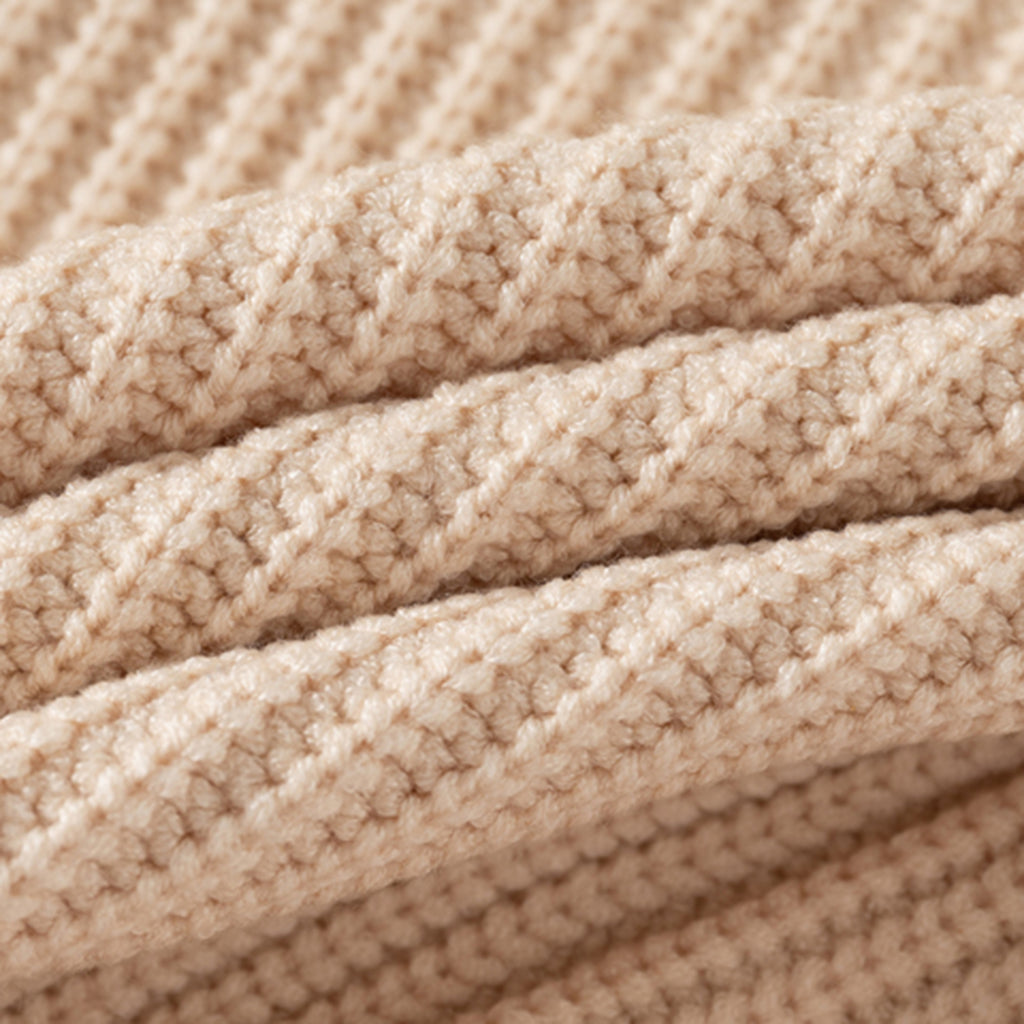Girls Apricot Sweater With Self Design Stripe Patterns Sweaters & Cardigans