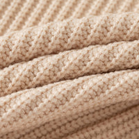 Girls Apricot Sweater With Self Design Stripe Patterns Sweaters & Cardigans