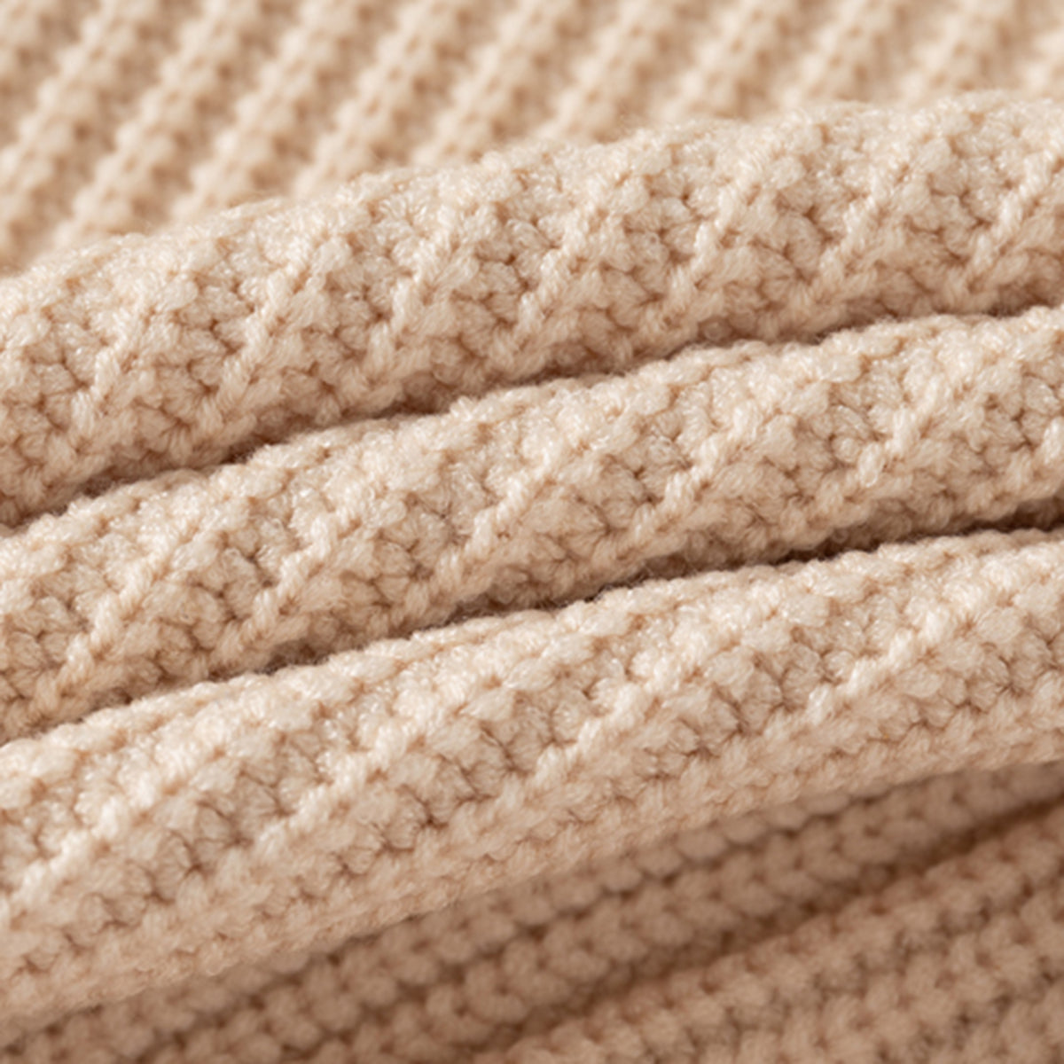 Girls Apricot Sweater With Self Design Stripe Patterns Sweaters & Cardigans