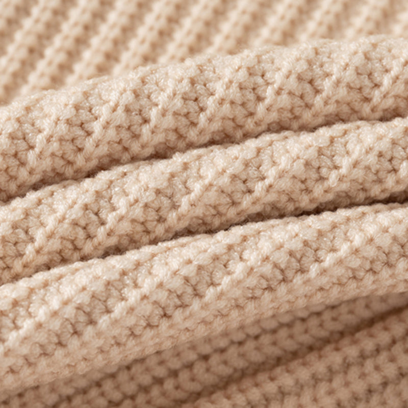 Girls Apricot Sweater With Self Design Stripe Patterns Sweaters & Cardigans
