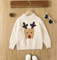 Boys Apricot Sweater With Self-Design Reindeer Pattern Sweaters & Cardigans Apricot 3-4 Y