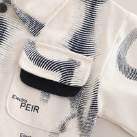 Boys White Abstract Printed Shirt With T-Shirt & Denim Pants Set Sets