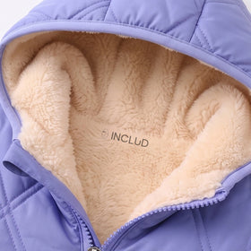 Girls Light Blue Long Sleeve Hooded Puffer Jacket Coats & Jackets