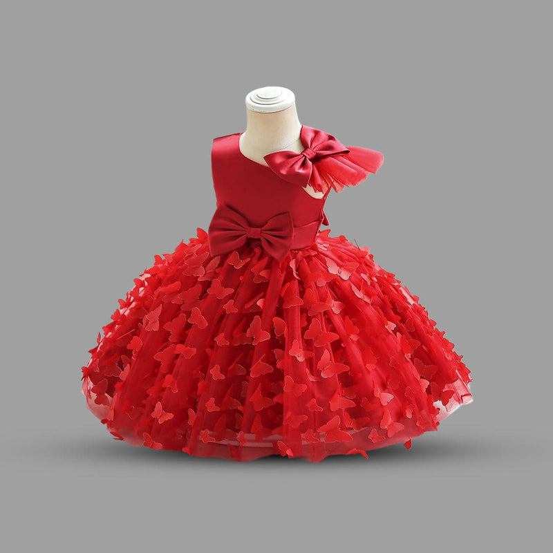 Girls Butterfly Applique Fit & Flare Dress Party Dresses   