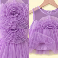 Girls Lavender Floral Applique Fit & Flare Party Dress Party Dresses