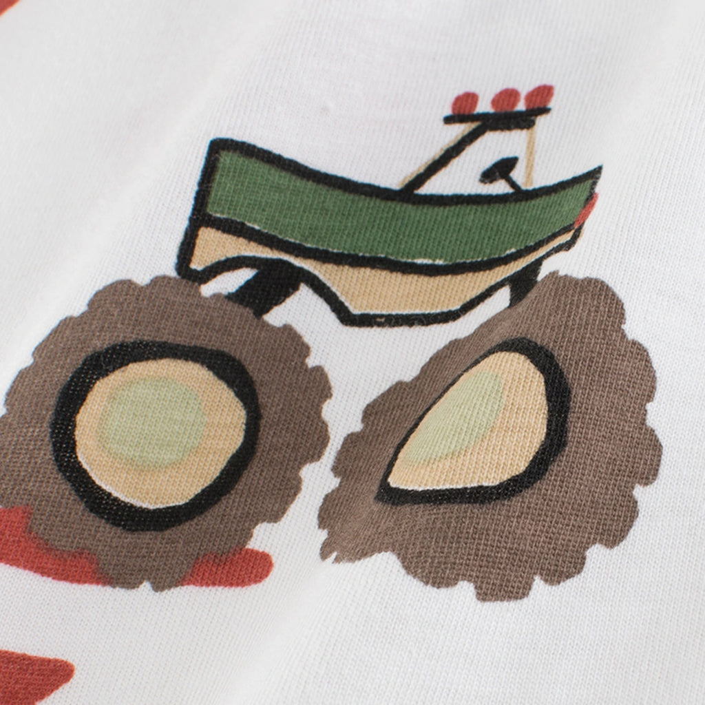 Boys Off White Car Cartoon Printed Short Sleeves T-Shirt Tshirts