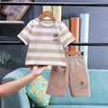 Boys Khaki Tropical Palm Print T-Shirt With Shorts Sets 2 pc. Sets Khaki 1-2 Y