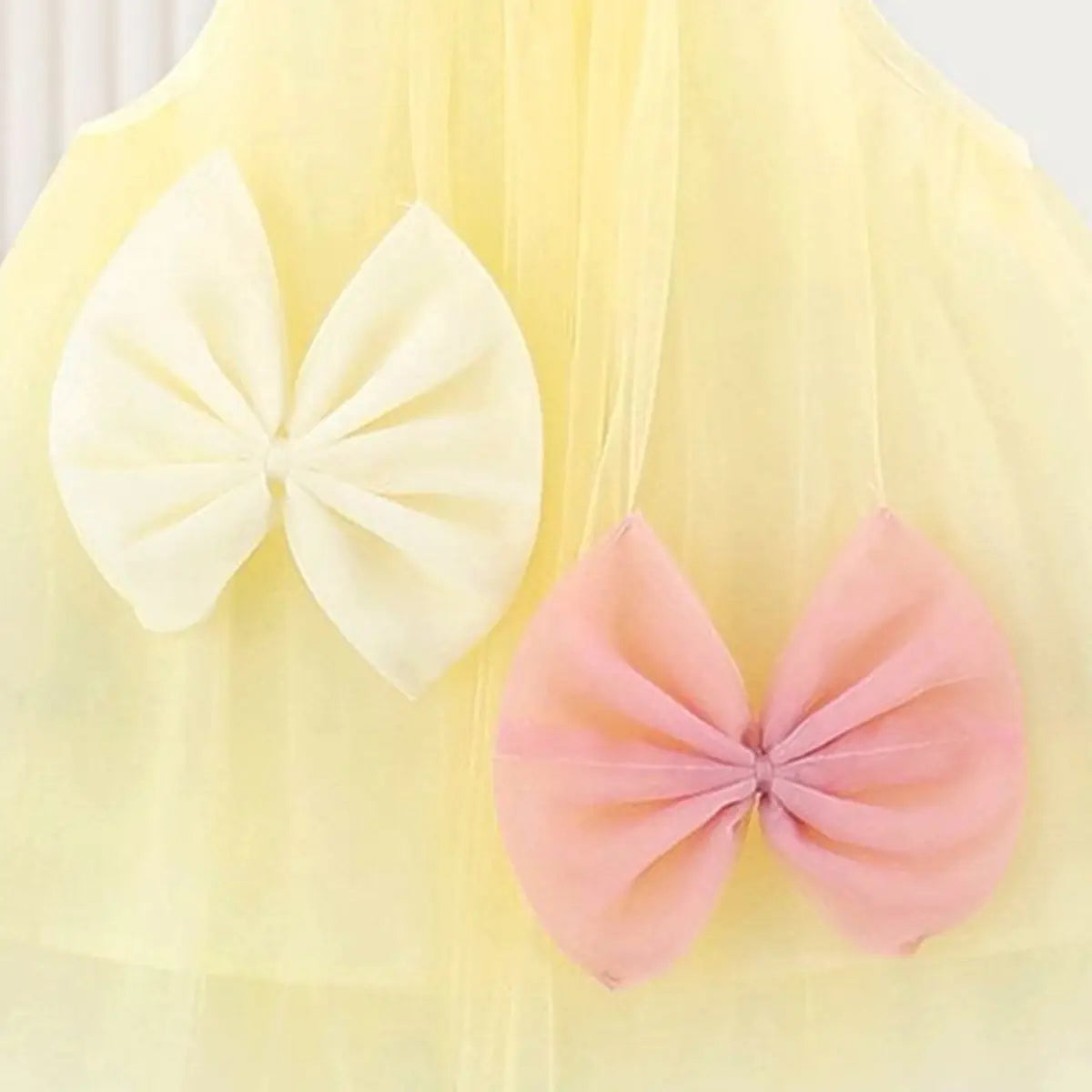 Girls Yellow Bow Detail A-Line Dress Casual Dresses