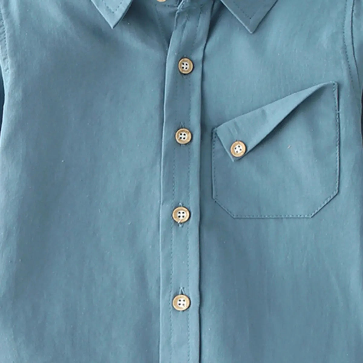 Boys Light Blue Long Sleeves Shirts With Angled Patch Pocket Shirts