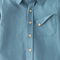 Boys Light Blue Long Sleeves Shirts With Angled Patch Pocket Shirts