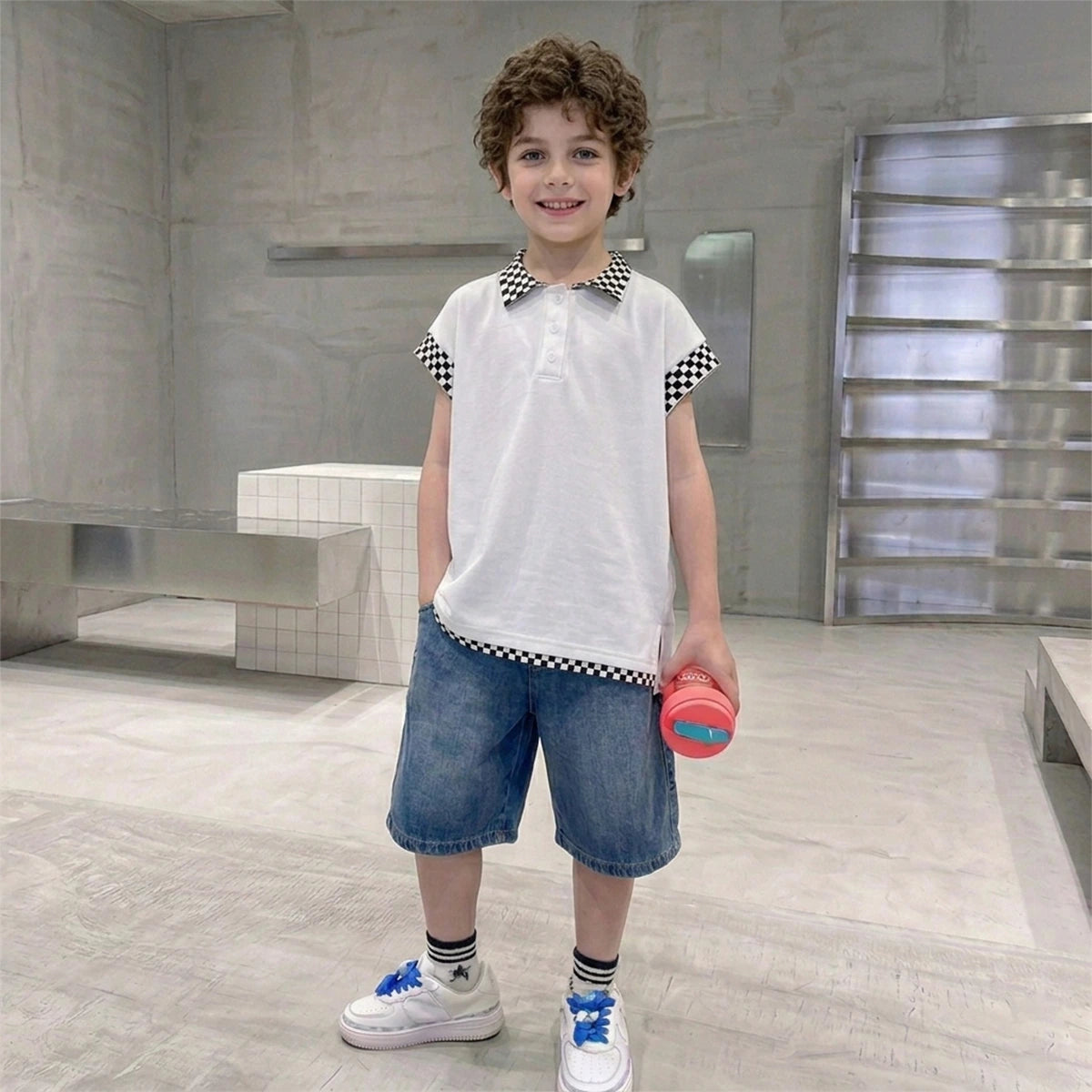 Boys Blue Stone Washed Loose Fit Denim Shorts Shorts Blue 3-4 Y