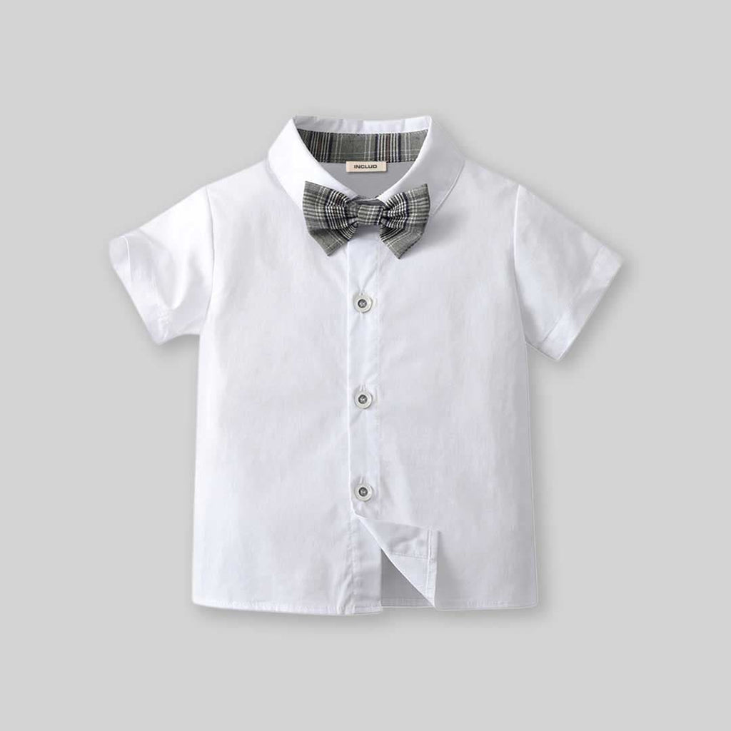 Boys Short Sleeve Shirt With Suspender Check Shorts Set 2 pc. Sets   