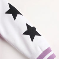 Girls Lavender Typographic Long Sleeve Varsity Jacket Coats & Jackets