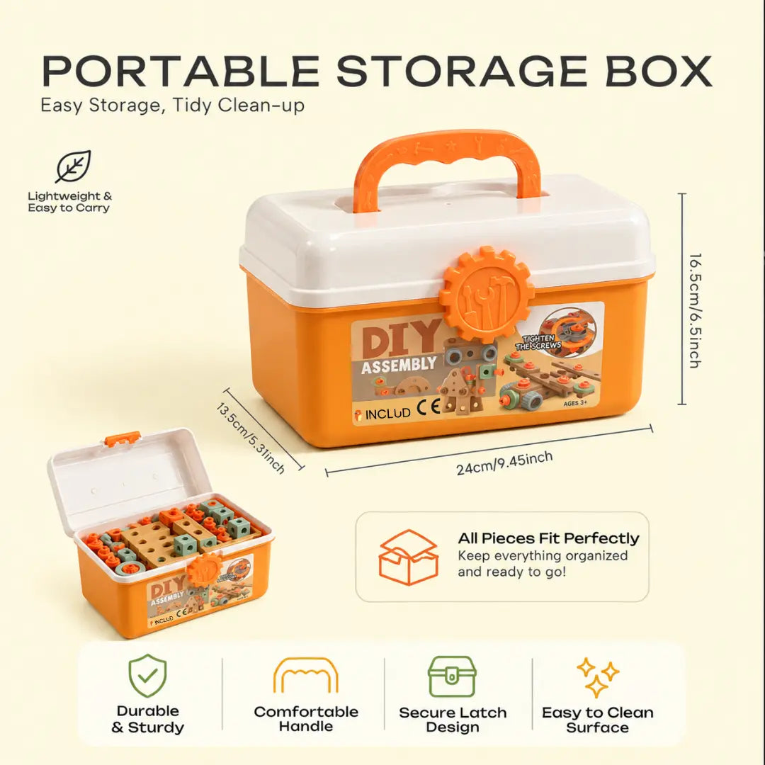 Kids Tool Box Toy Set - 120 Piece STEM Building Kit with Tools and Storage Case Trending Accessories
