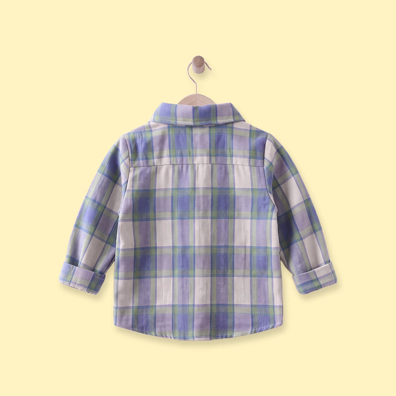 Boys Blue Checked Long Sleeve Shirt Shirts