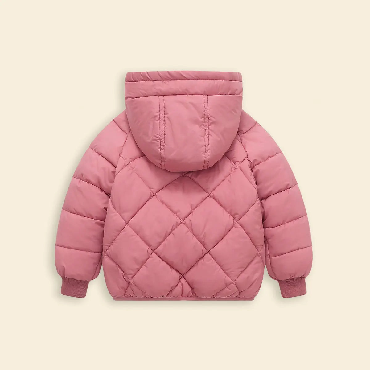 Boys Pink Hooded Zip-up Puffer Jacket With Long Sleeves Coats & Jackets