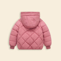 Boys Pink Hooded Zip-up Puffer Jacket With Long Sleeves Coats & Jackets