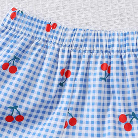 Girls White Cherry Applique Sleeveless Top With Shorts Sets 2 pc. Sets
