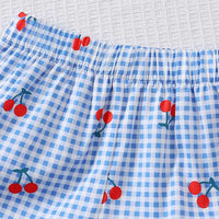 Girls White Cherry Applique Sleeveless Top With Shorts Sets 2 pc. Sets