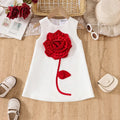 Girls White Rose Applique A-line Party Dress Party Dresses White 2-3 Y
