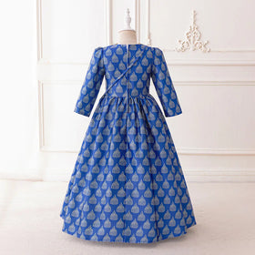 Girls Blue Ethnic Motifs Print Fit & Flare Dress Casual Dresses