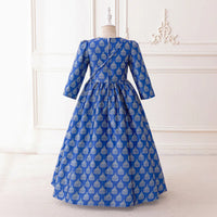 Girls Blue Ethnic Motifs Print Fit & Flare Dress Casual Dresses