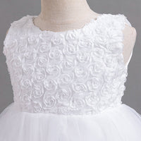 Girls White Floral Embroidered Party Wear Balloon Dress Party Dresses