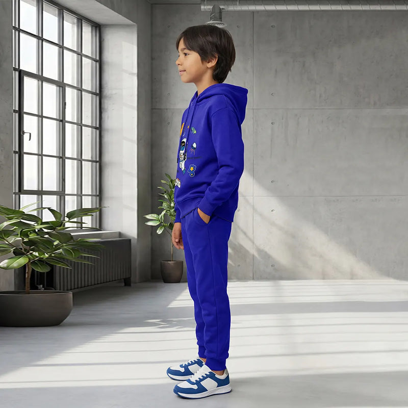 Boys Royal Blue Space Graphics Fleece Sweatshirt With Joggers Sets 2 pc. Sets