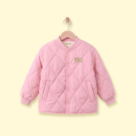 Girls Light Pink Long Sleeve Quilted Jacket Coats & Jackets Light Pink 3-4 Y