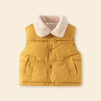 Girls Mustard Quilted Sleeveless Vest With Polar Fleece Lining Coats & Jackets