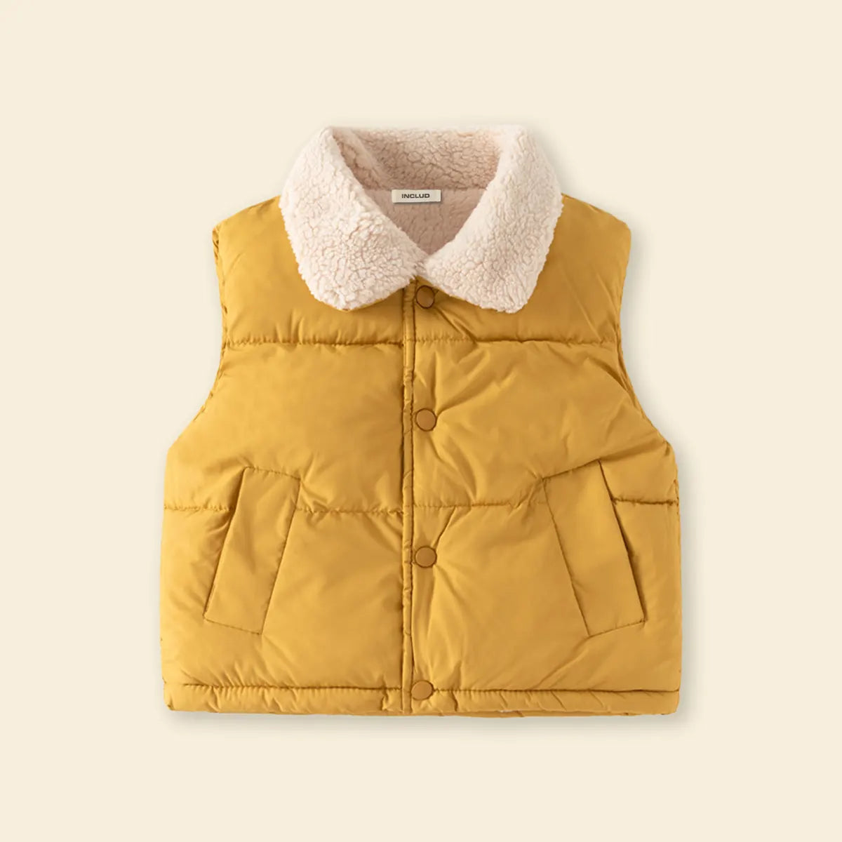 Girls Mustard Quilted Sleeveless Vest With Polar Fleece Lining Coats & Jackets