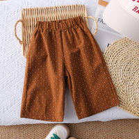 Girls Brown Polka Dot Printed Short Sleeves Top With Capri Set 2 pc. Sets