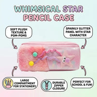 Girls Cute Fur Pencil Pouch with Star Charm Trending Accessories