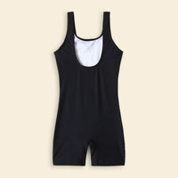 Girls Black Abstract Printed Sleeveless Swimwear Bodysuit Beachwear