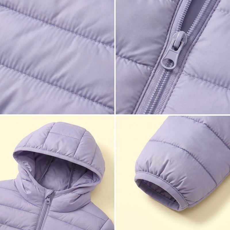 Girls Purple Hooded Quilted Puffer Jacket Coats & Jackets