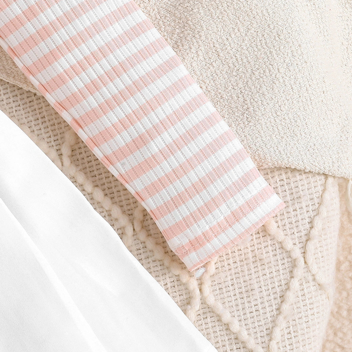 Girls Pink Stripes Heart Embroidered Top With Pleated Skirt Sets Sets