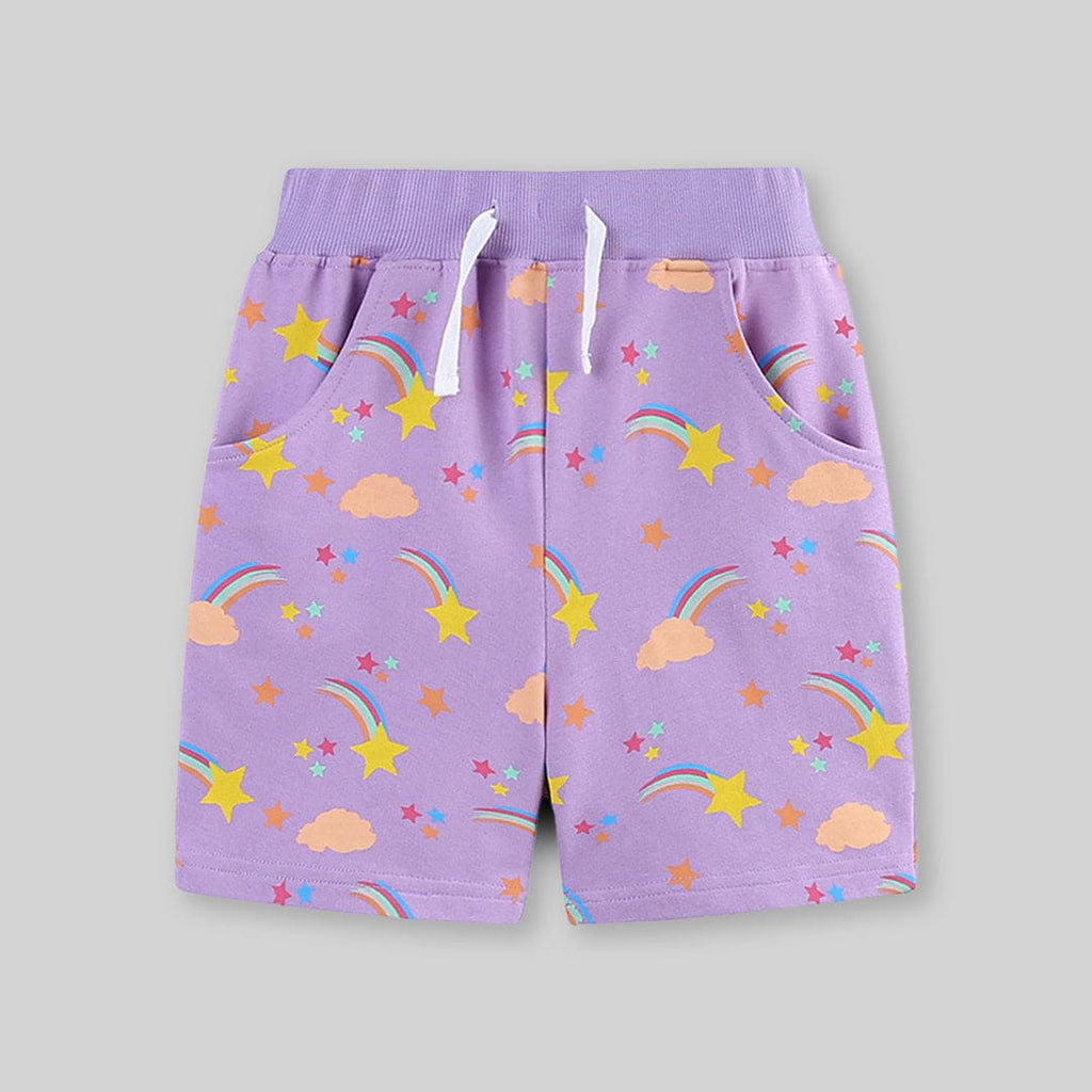 Girls Printed Rib Waist Elasticated Shorts Shorts   