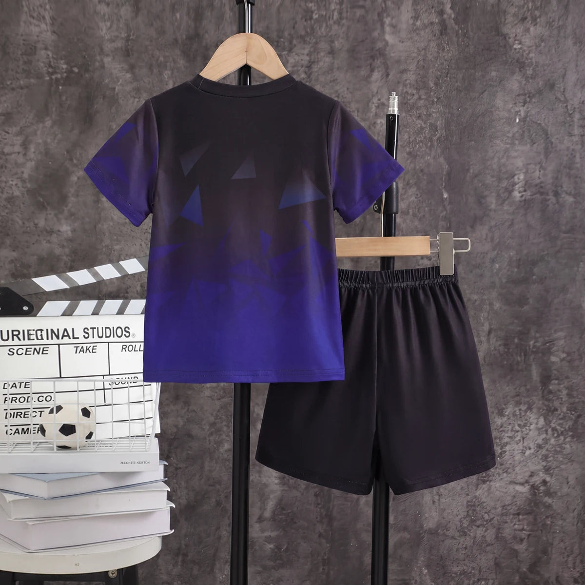 Boys Black Typographic Print Short Sleeve T-Shirt With Shorts Sets 2 pc. Sets