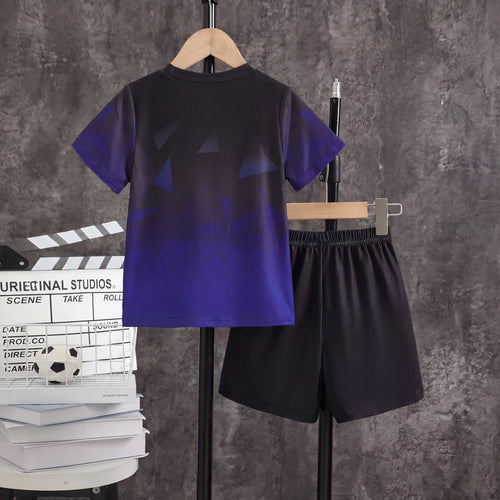 Boys Black Typographic Print Short Sleeve T-Shirt With Shorts Sets 2 pc. Sets
